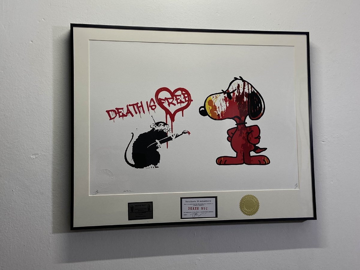 DEATH NYC 額付き 世界限定100枚 Banksy バンクシー 風船と DEATH NYC 額付き 世界限定100枚 Banksy バンクシー 風船と