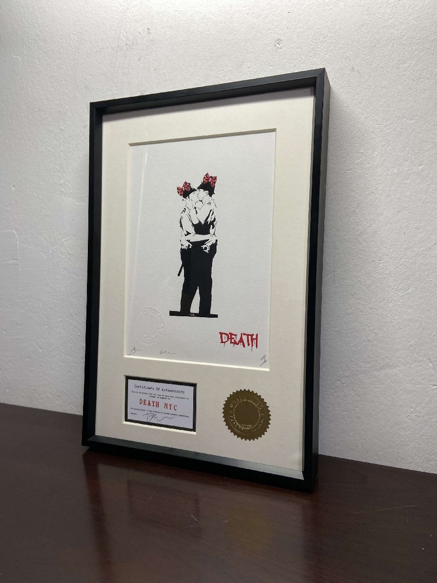 DEATH NYC 額付き 世界限定100枚 Banksy バンクシー 風船と DEATH NYC 額付き 世界限定100枚 Banksy バンクシー 風船と