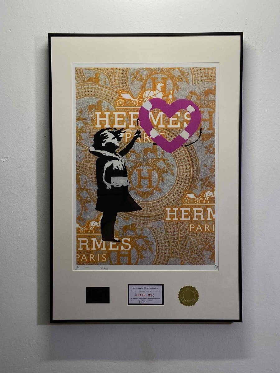 DEATH NYC 額付き 世界限定100枚 Banksy バンクシー 風船と DEATH NYC 額付き 世界限定100枚 Banksy バンクシー 風船と