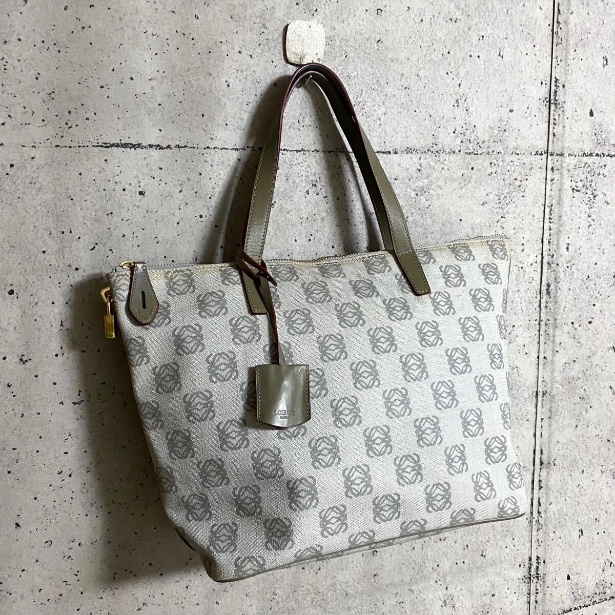 本物 LOEWE ロエベ アナグラム レザー キャンバス トートバッグ 本物 LOEWE ロエベ アナグラム レザー キャンバス トートバッグ