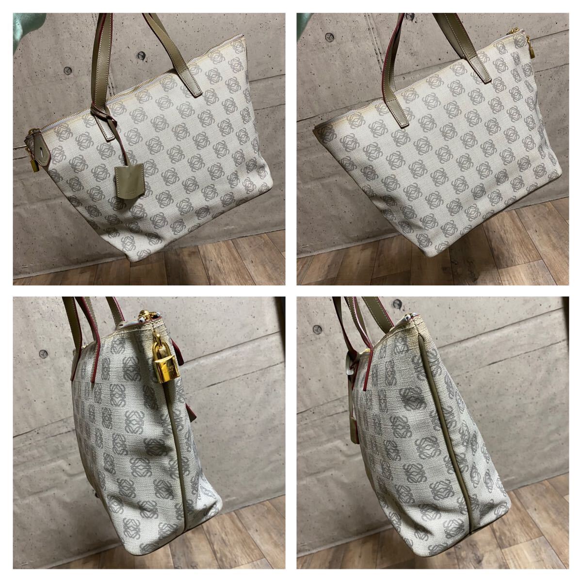 本物 LOEWE ロエベ アナグラム レザー キャンバス トートバッグ 本物 LOEWE ロエベ アナグラム レザー キャンバス トートバッグ