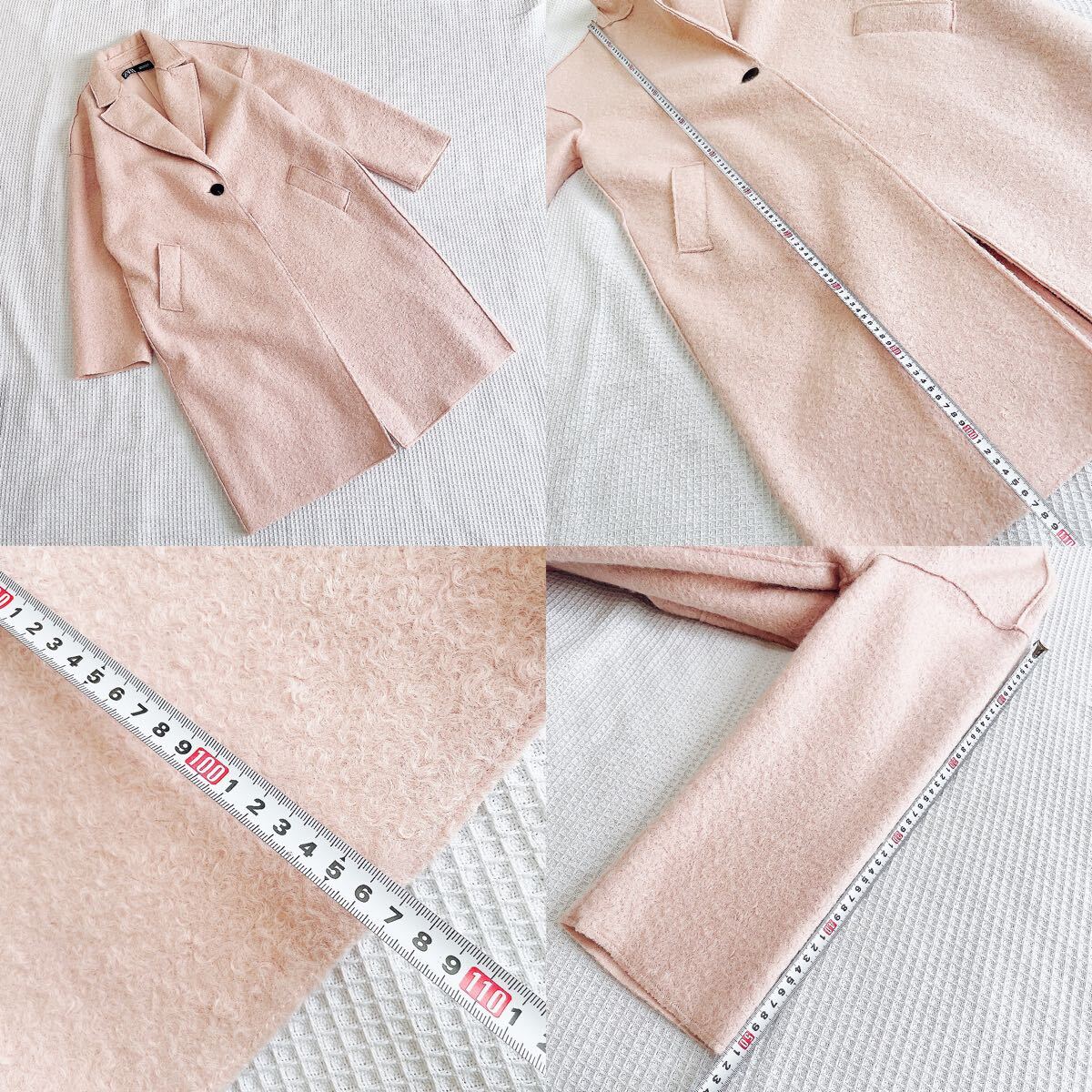 美品】サイズM♡ZARA♡テクスチャー入り生地コート ピンク