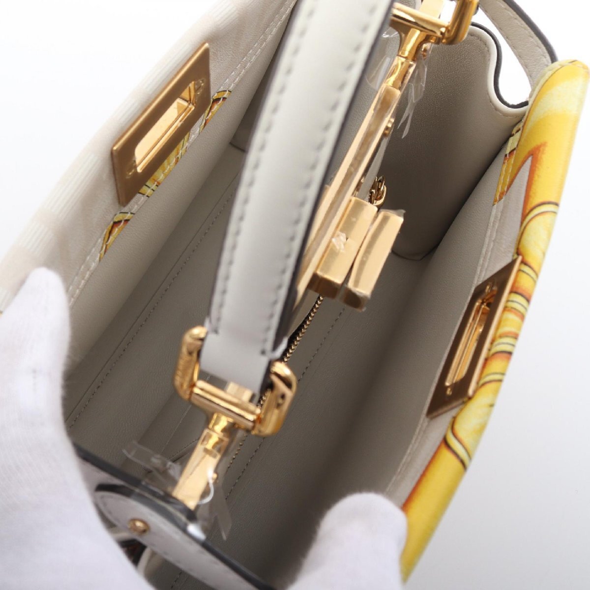  Fendi FENDI × VERSACE FENDACE крыло che Mini pi- Cub - бренд off FENDI кожа ручная сумочка 