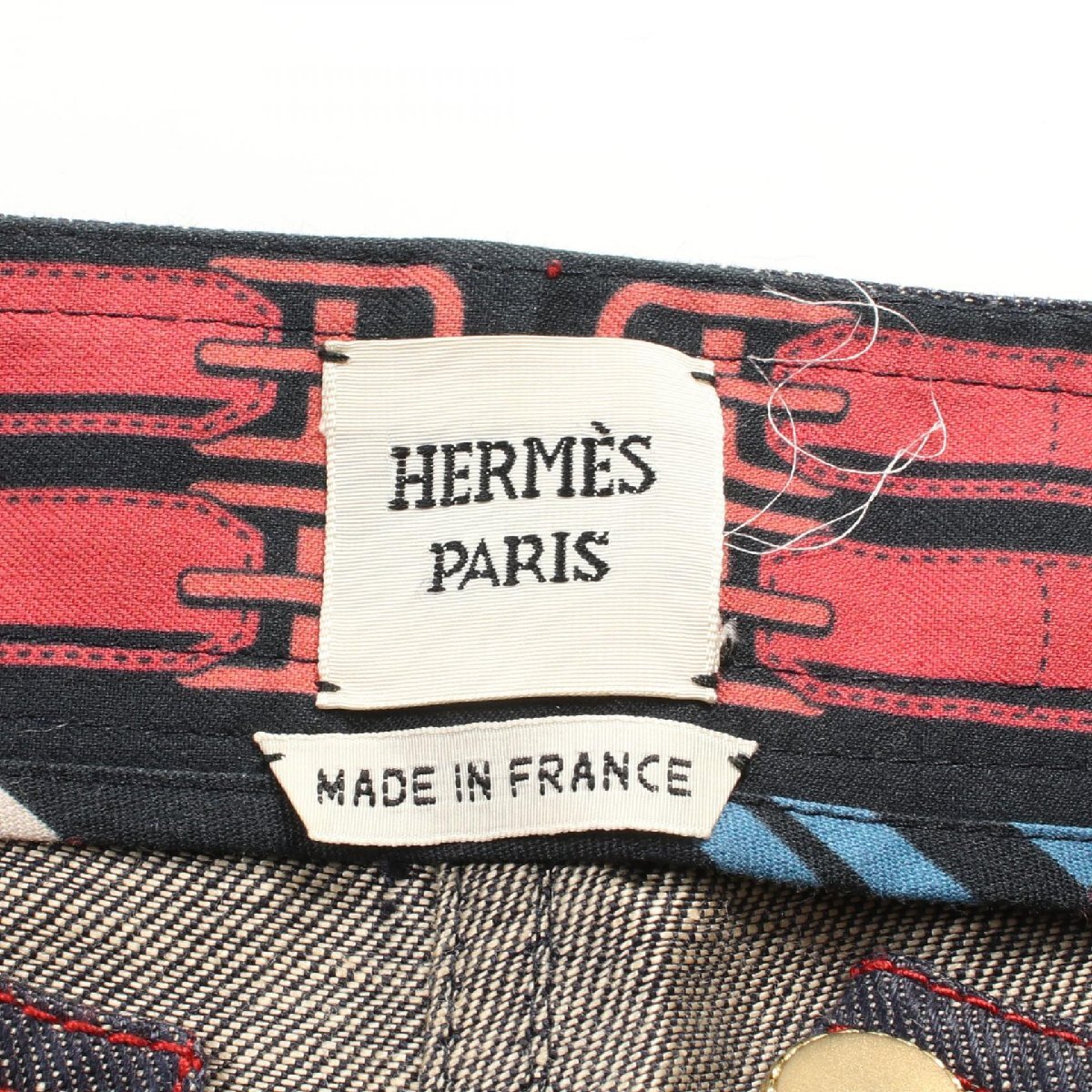  Hermes brand off HERMES fabric Denim pants linen used lady's 