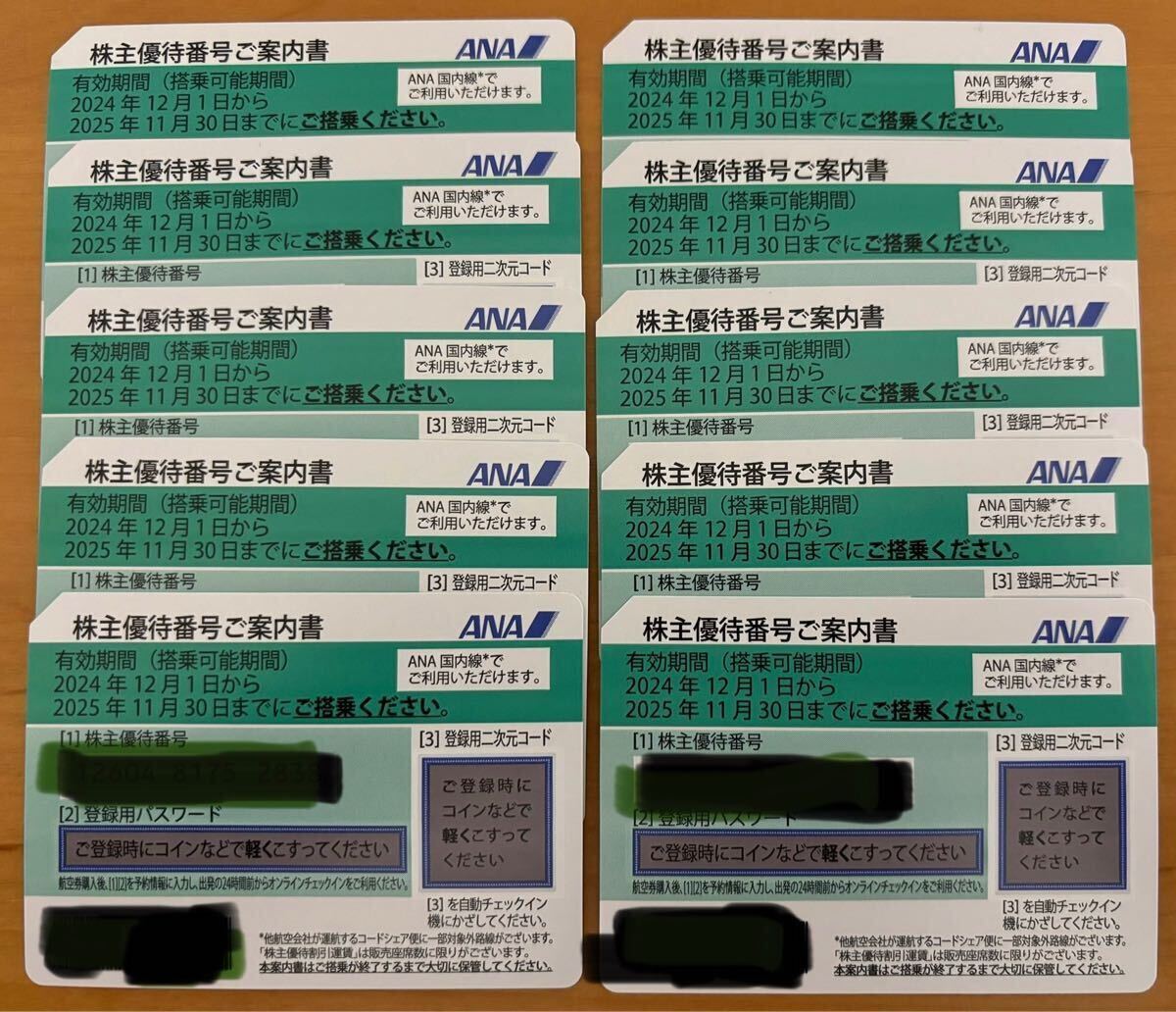 ★最新★送料無料　全日空　ANA　株主優待券×10枚　株主優待冊子×2冊　【有効期間 2024年12月1日から2025年11月30日まで】★
