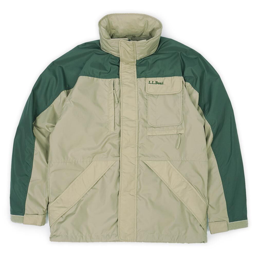 人気満点 ヴィンテージ USA 旧タグ 珍品 ナイロンフィールドジャケット 90s L.L.Bean エルエルビーン 古着 M ベージュ×オリーブ (-3841) 男性用
