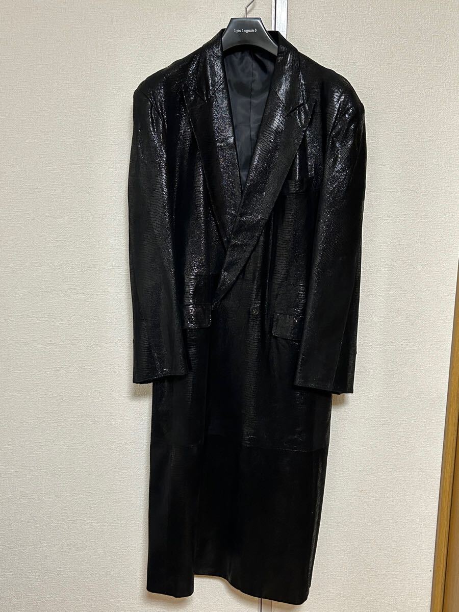 【希少】GIOVE GIUNOE レザーダブルセットアップ  パイソン柄 黒 希少】GIOVE GIUNOE レザーダブルセットアップ パイソン柄 黒
