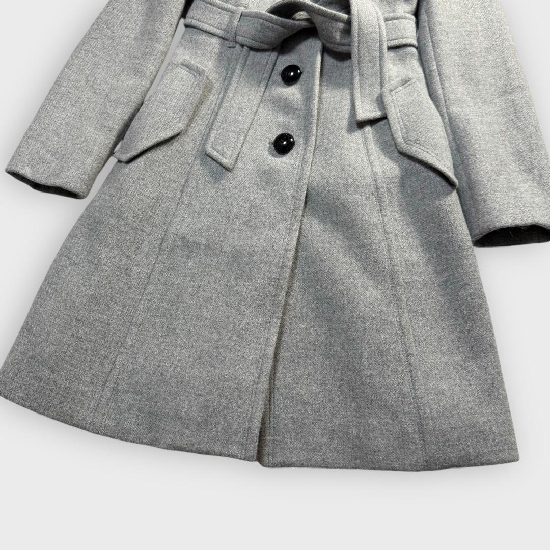 バーバリー アンゴラ混 ウールロングコート ベルト オフホワイト