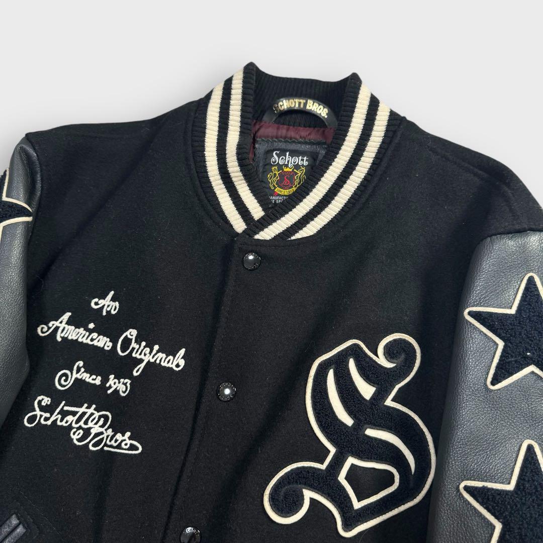schott ショット フルデコ スタジャン ワッペン ブラック 牛革 schott ショット フルデコ スタジャン ワッペン ブラック 牛革