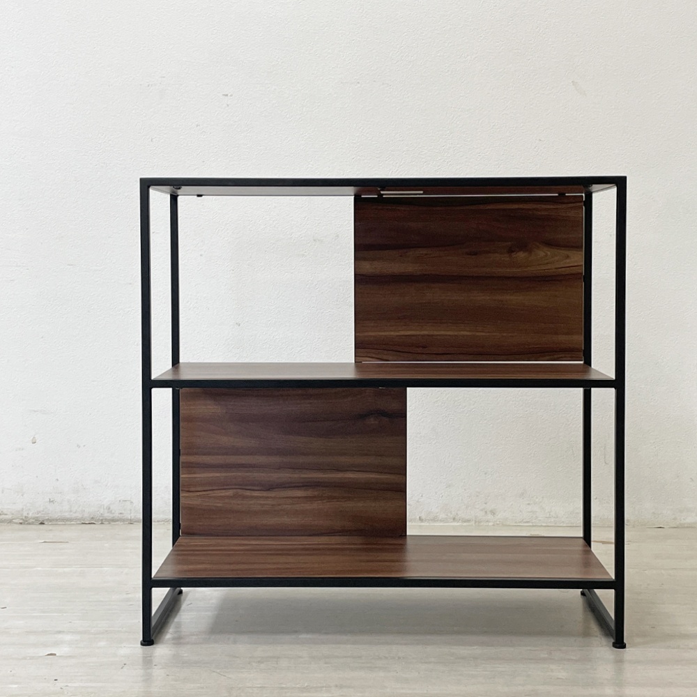 ● フランフラン Francfranc リート シェルフ ロー LIDE SHELF LOW 3段 H88.5cm 木目調 化粧板 スチールフレーム オープン ラック 収納棚