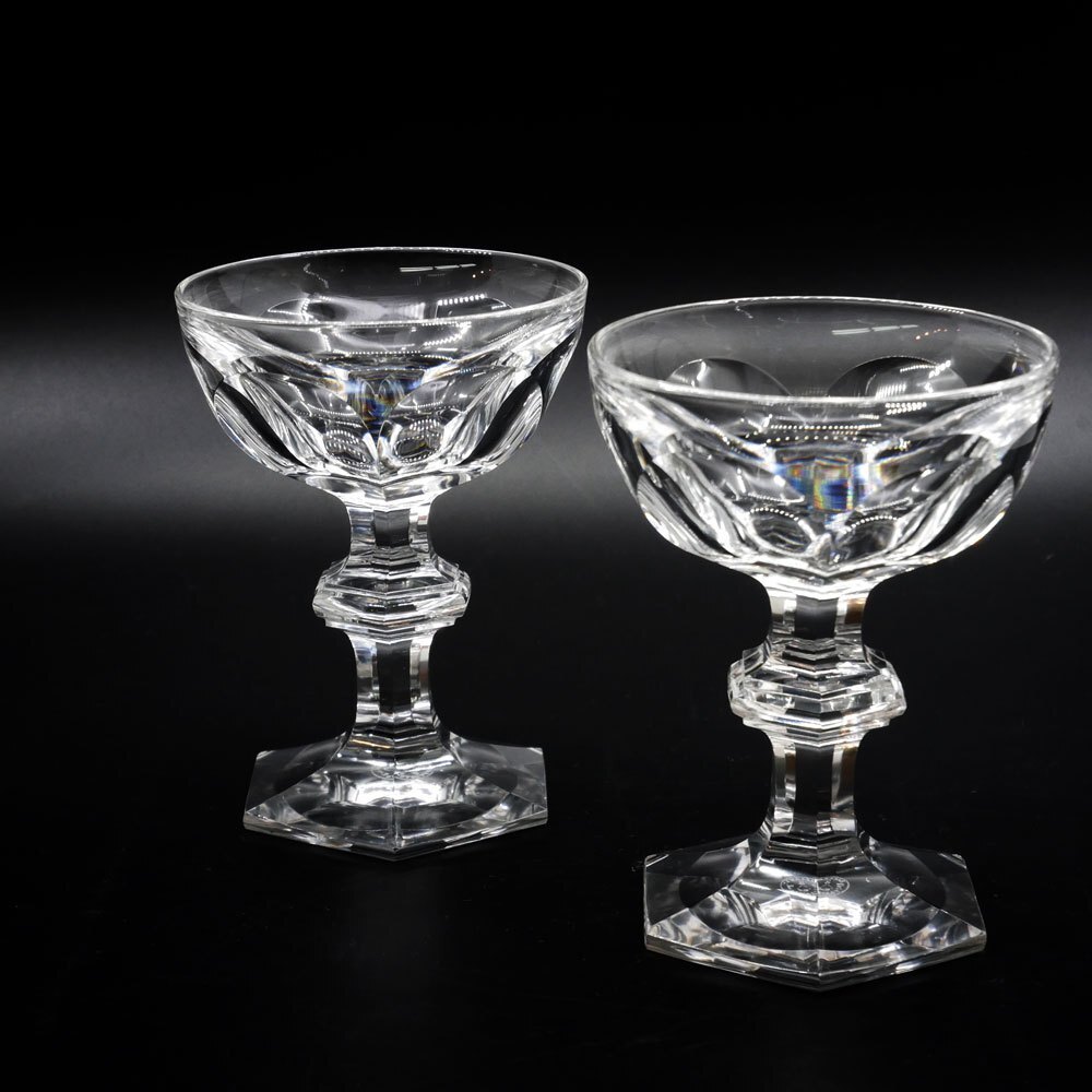 ● バカラ Baccarat アルクール シャンパンクープ ペア グラス 脚付き クリスタルガラス フランス A