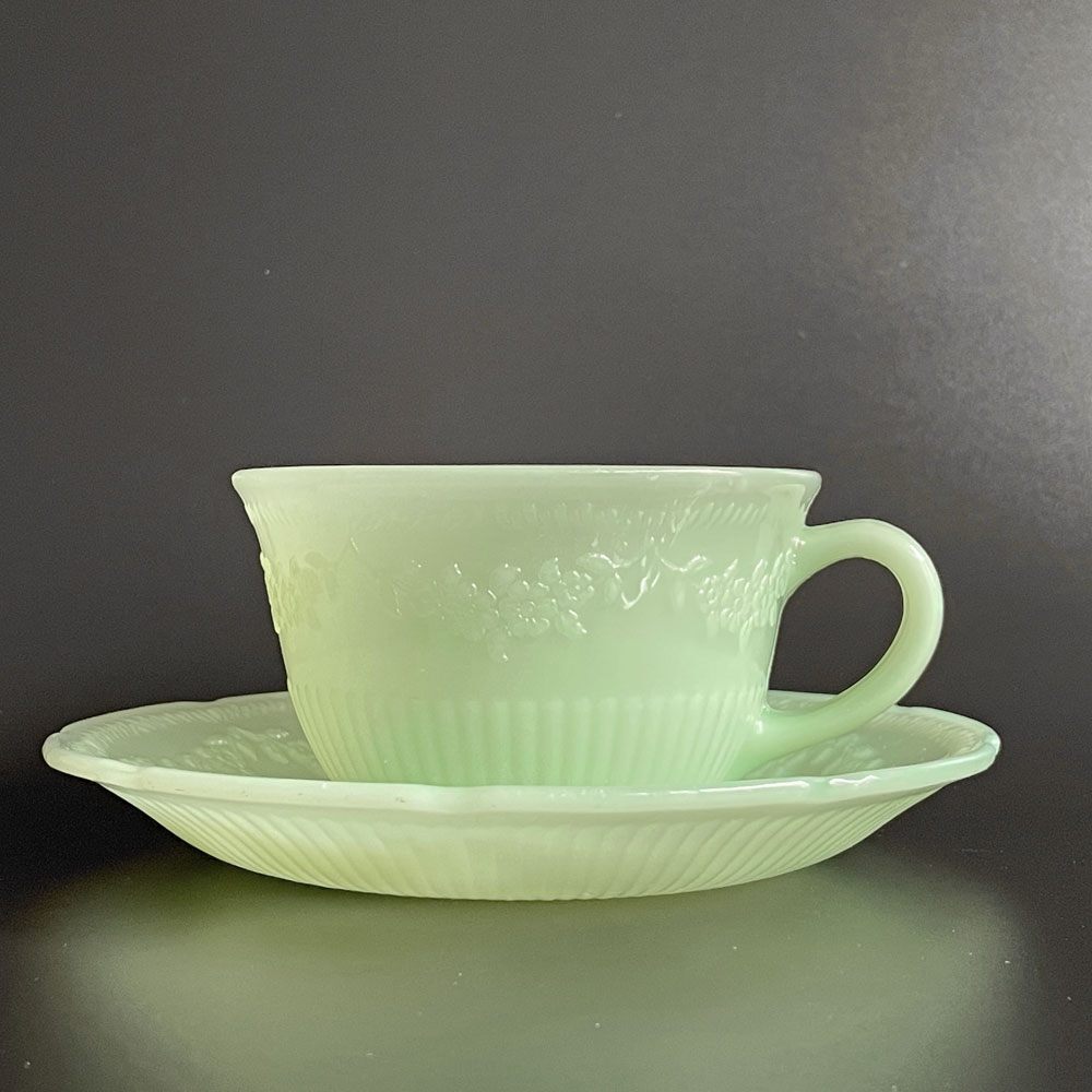 ! Fire King FIRE KING Alice ALICE cup & блюдце 1945~1949 год производства редкий 