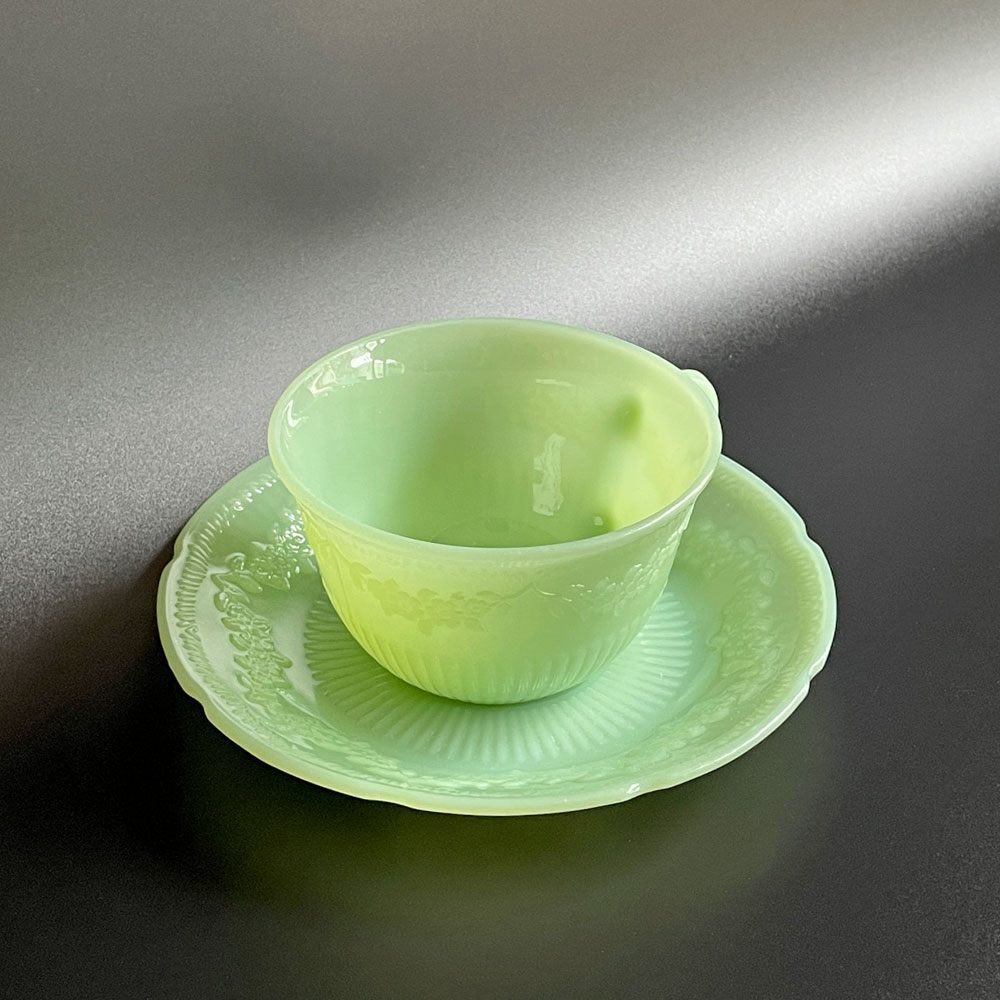 ! Fire King FIRE KING Alice ALICE cup & блюдце 1945~1949 год производства редкий 