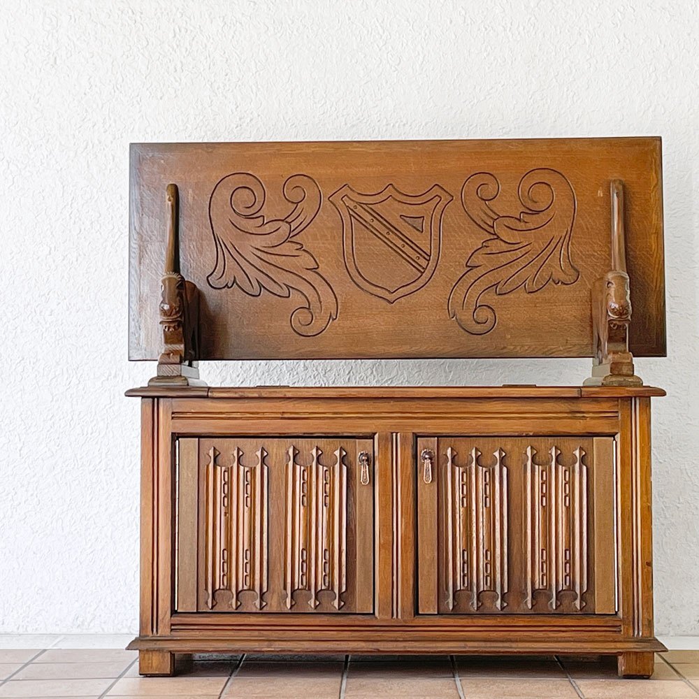 ◇ UKビンテージ Vintage モンクスベンチ テーブル ベンチ 収納ボックス サイドボード オーク材 英國家具 ロイズアンティークス購入