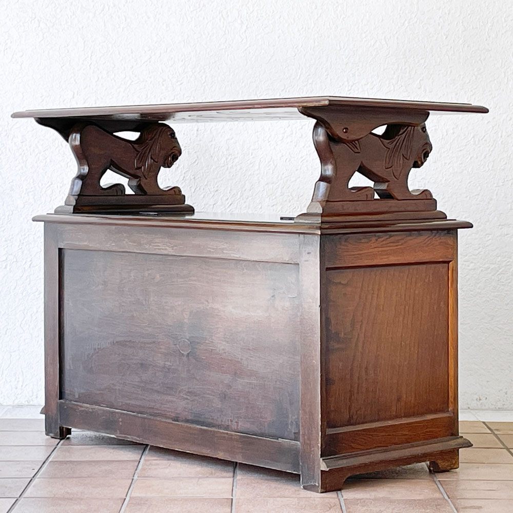 ◇ UKビンテージ Vintage モンクスベンチ テーブル ベンチ 収納ボックス サイドボード オーク材 英國家具 ロイズアンティークス購入