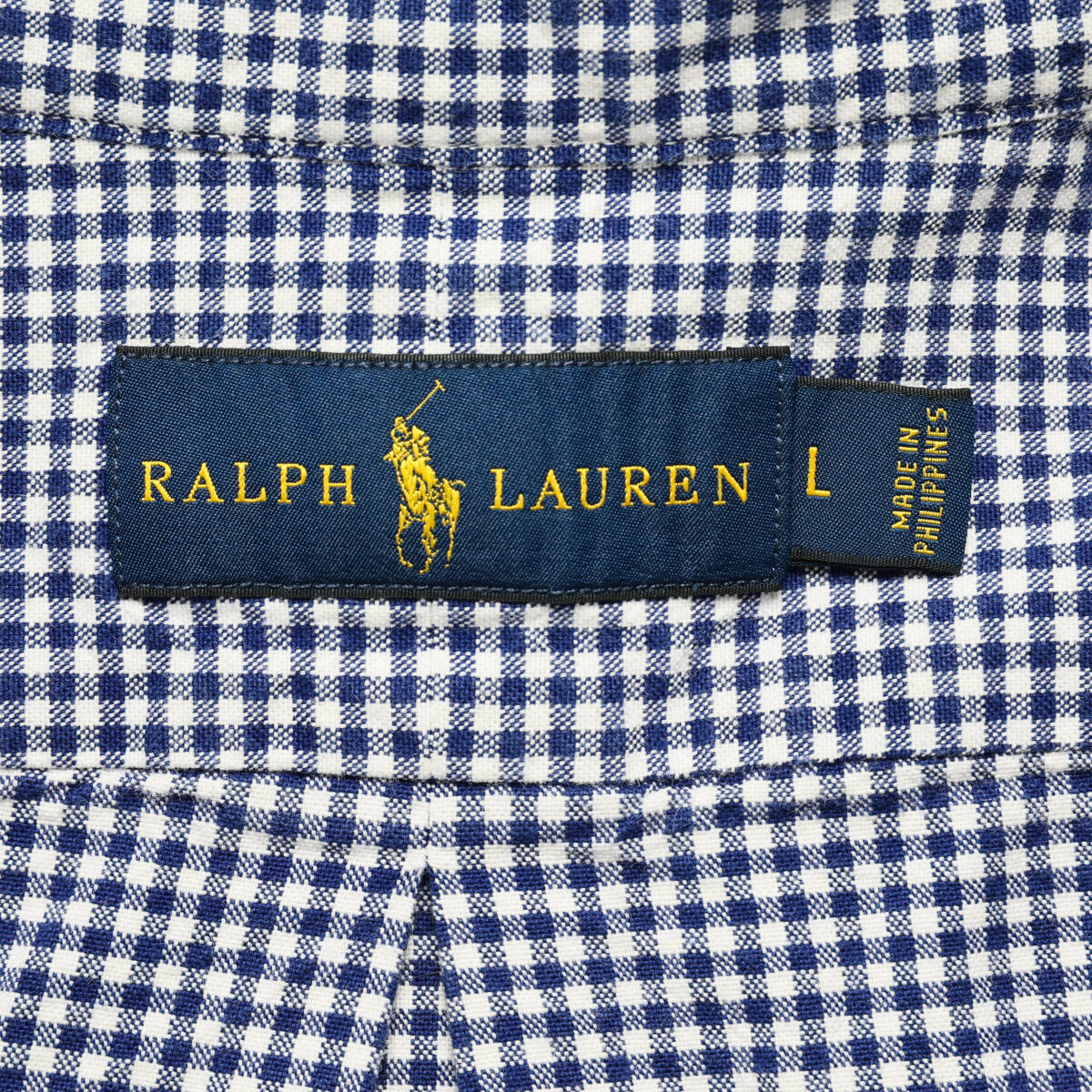 Polo Ralph Lauren * oxford silver chewing gum check B.D shirt * navy × white * size L