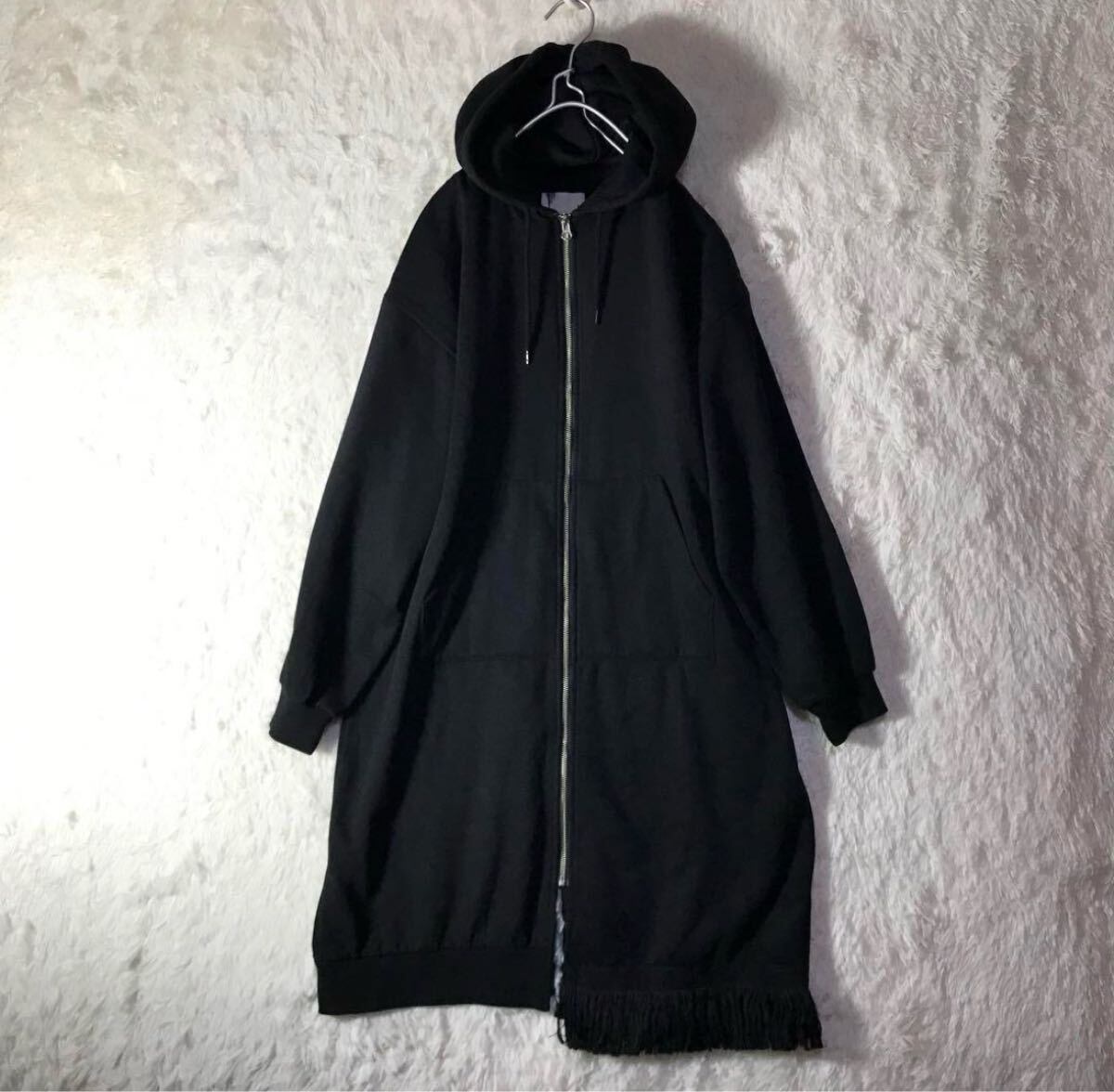 【アパレル】★美品★ローズバッド OKIRAKU バッグプリントフーデットロングジップドレス パーカー フリーサイズ レディース おしゃれ