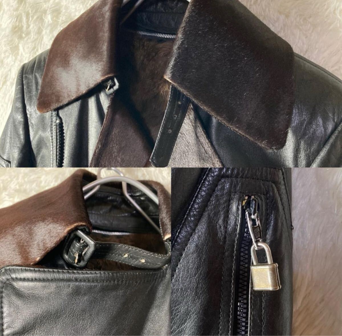 アパレル】 美品 90s 牛革 ダブルライダースジャケット レザー