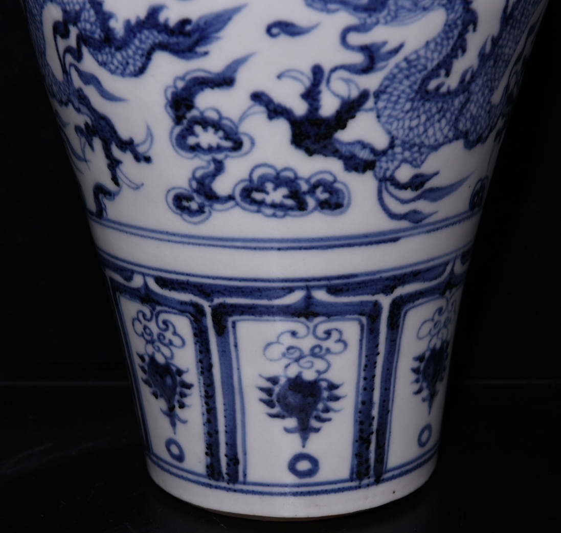 最高級のスーパー 幅約20cm 花瓶 染付 元染 中国古玩 唐物 t98640｜工芸品 時代物 工芸品
