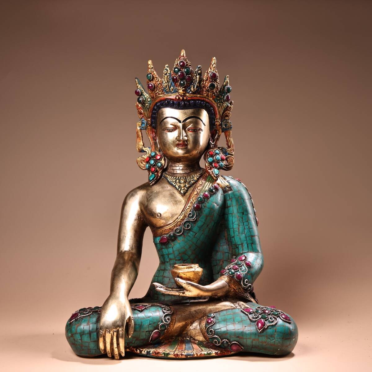 古仏像,古銅製,清時代。 明時代銅製佛像 仏教美術 古銅製 仏像 旧家蔵出 宝月智厳光