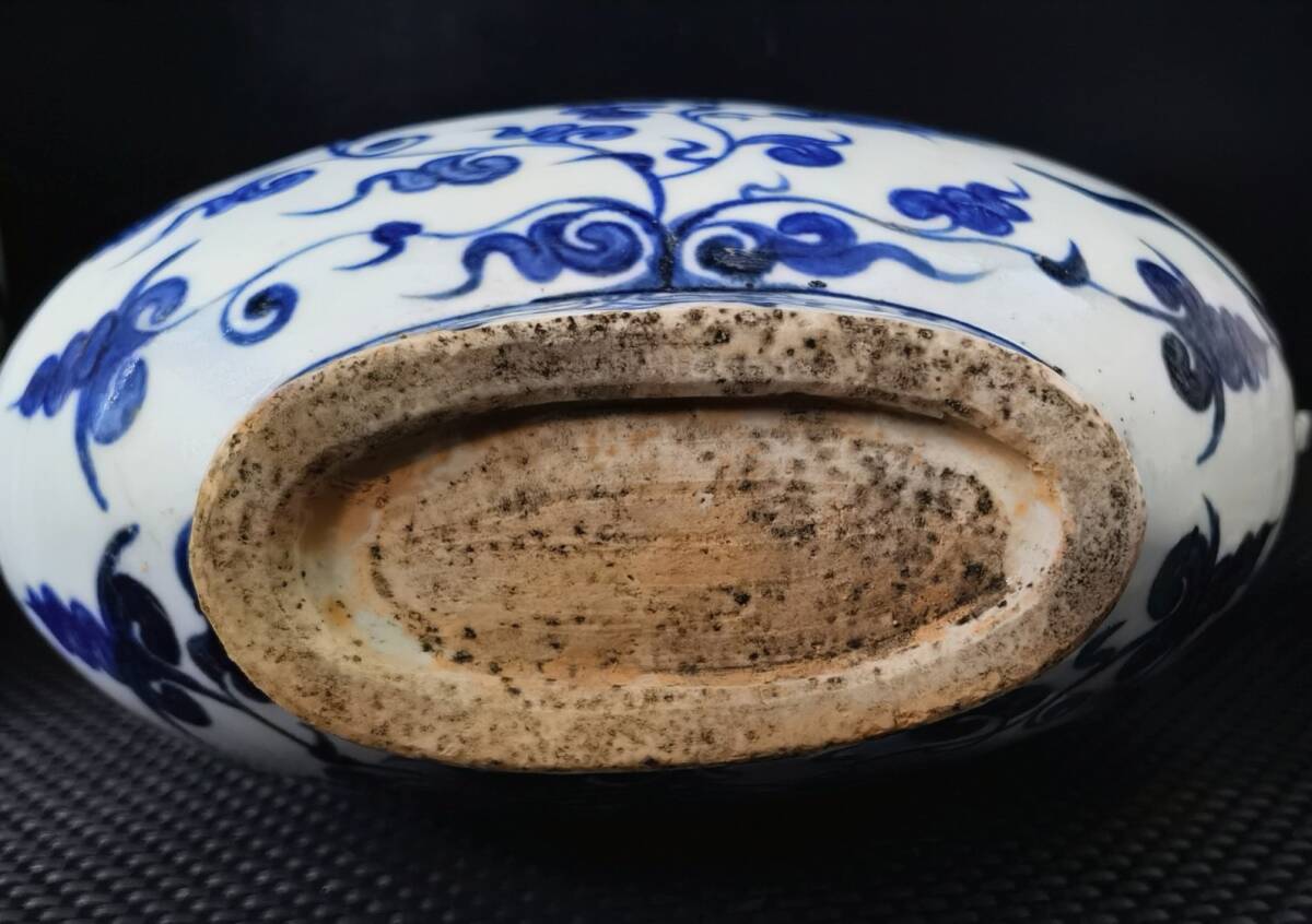 中国古玩 青花蓋物 幅11.8㎝ 東Y6-1205②タトチ