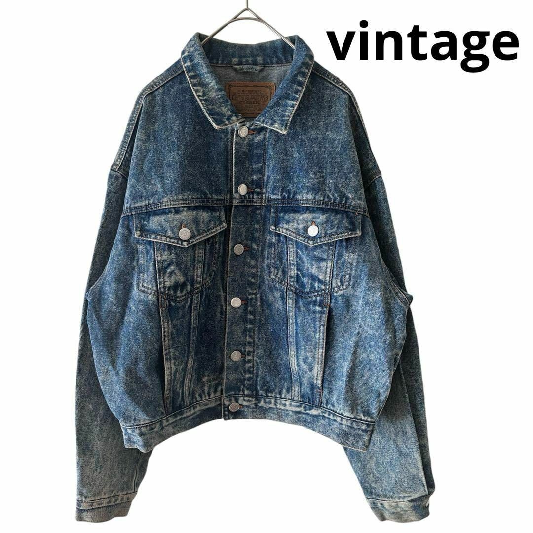 デニム ジャケット Gジャン 古着 used ビッグサイズ ジャケット USA vintage ジージャン ウォッシュ ブルー 大きいサイズ ゆったり