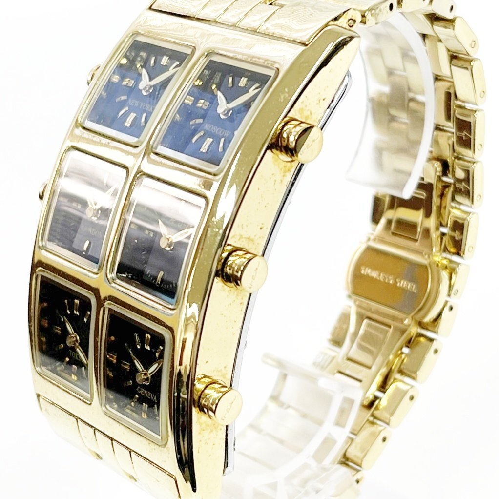 本日限定値下げ‼️ アイスリンク　　IceLink 多時刻表示時計 ゴールド Ice Link BIGケース 4タイム ゴールド アイスリンク 稼働品