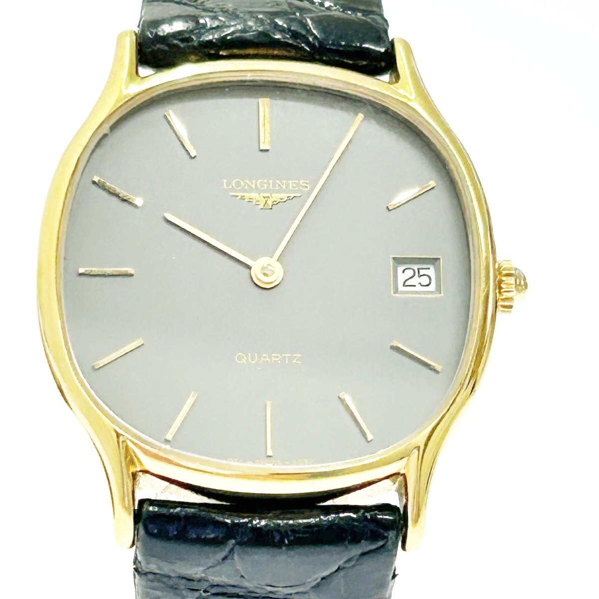 【1円スタート】【箱付き】LONGINES ロンジン GP×革ベルト グレー文字盤 クオーツ メンズ腕時計 ジャンク 349700