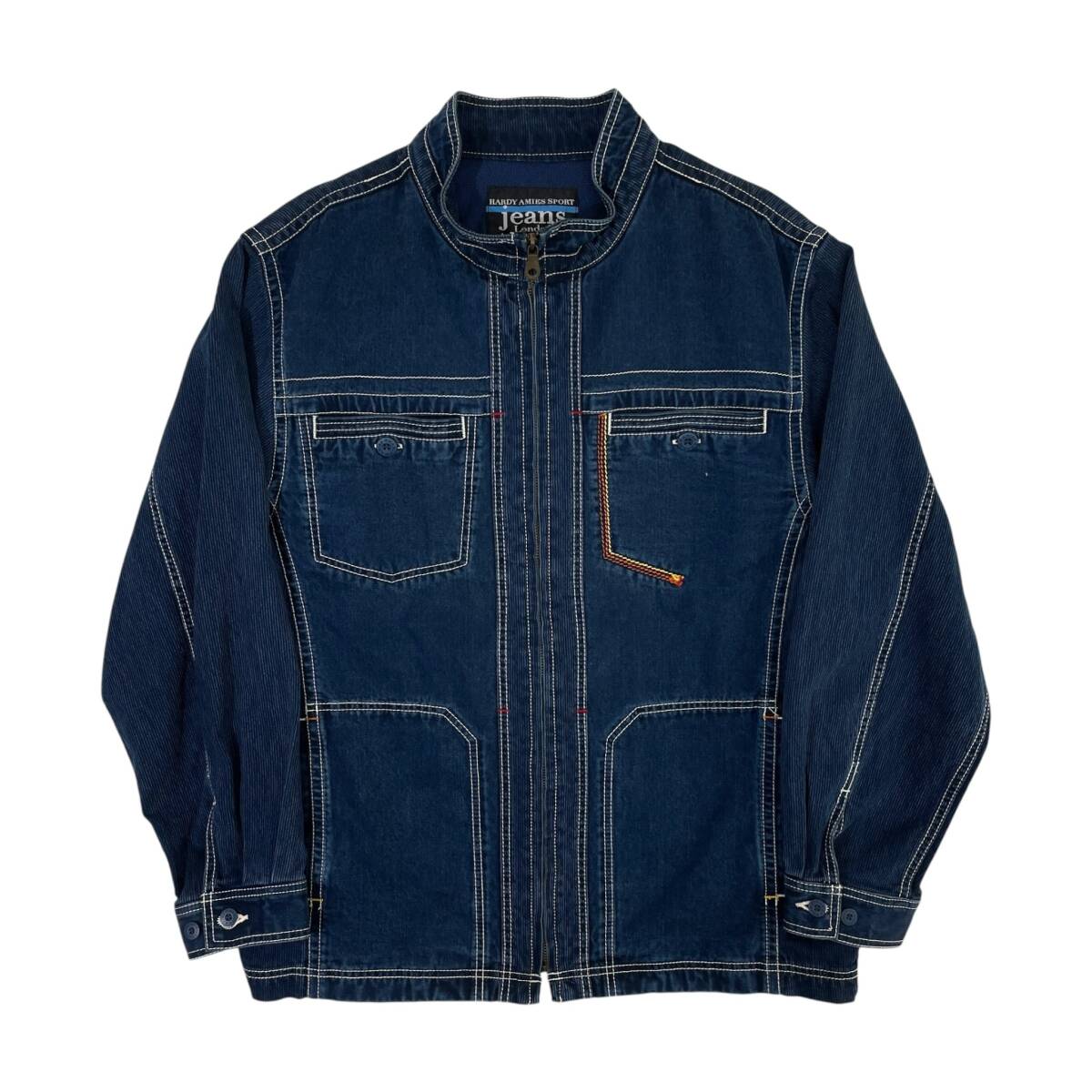 HARDY AMIES jeans ハーディエイミス バンドカラー ソフトデニム ジップアップジャケット LL/インディゴ