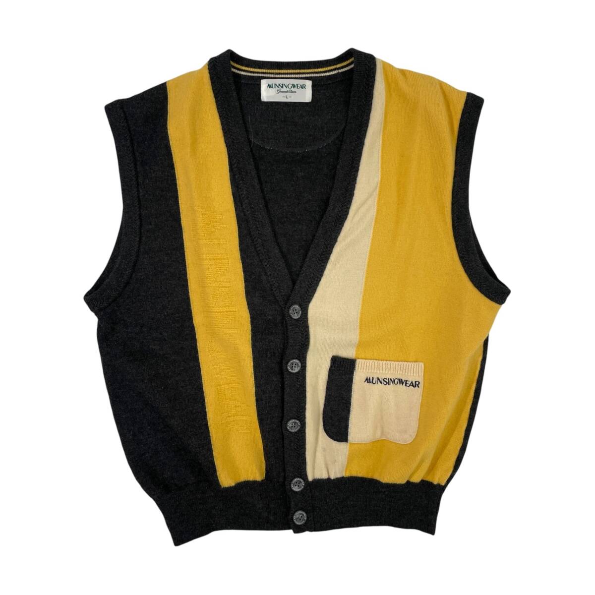 MUNSINGWEAR マンシング デザイン ウールニット ベスト L/ダークグレー