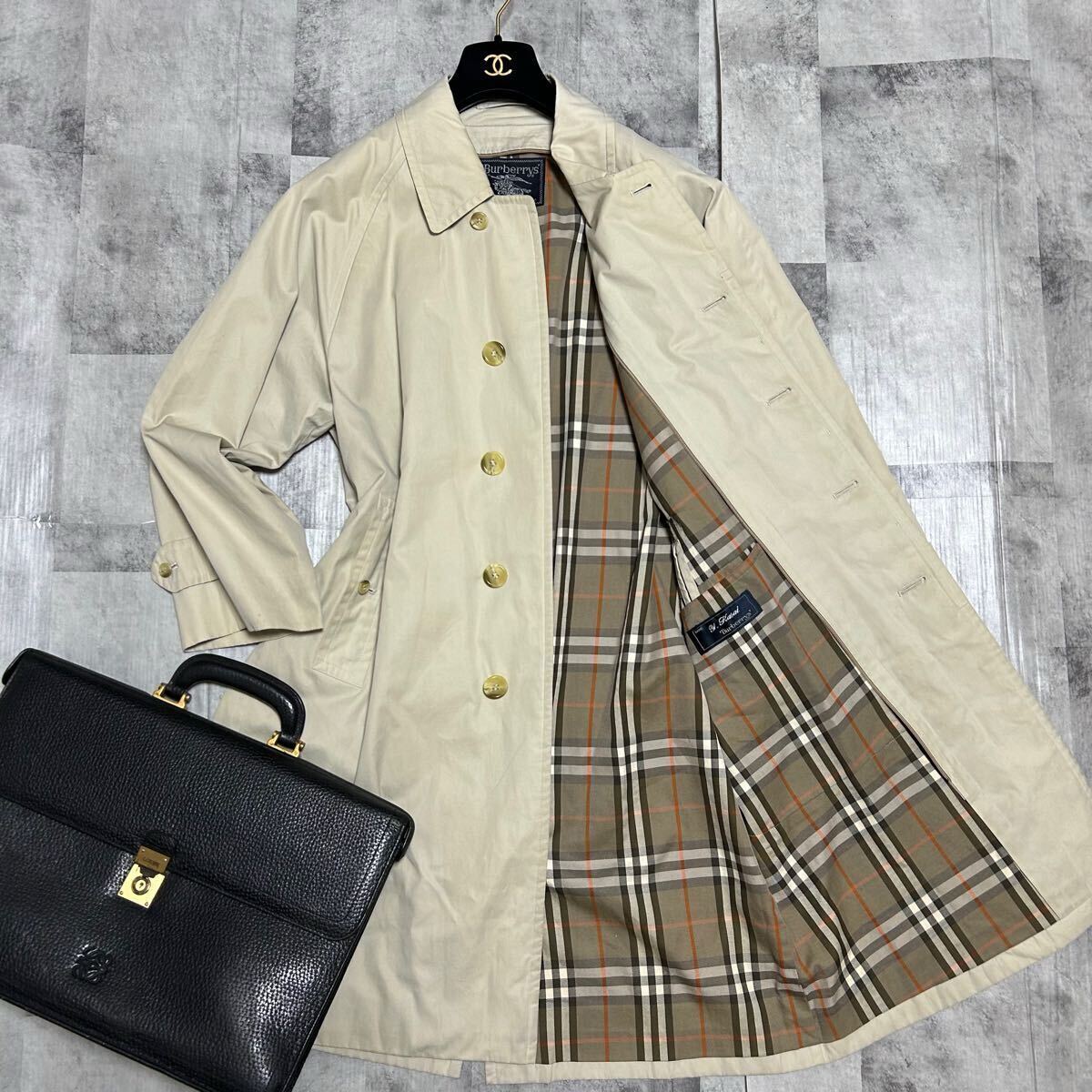 美品☆ BURBERRY バーバリー ステンカラーコート 比翼 アイボリー ノバ 
