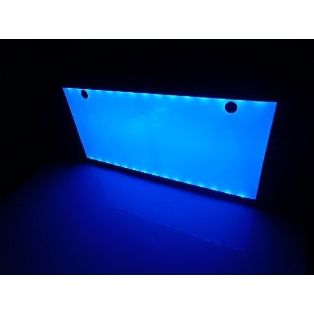 EL以上 2枚 セット 12V 24V 兼用 LED 字光 ナンバー プレート キット 青 ブルー イグナイター 付 薄型 全面発光 ライセンス 送料無料/6