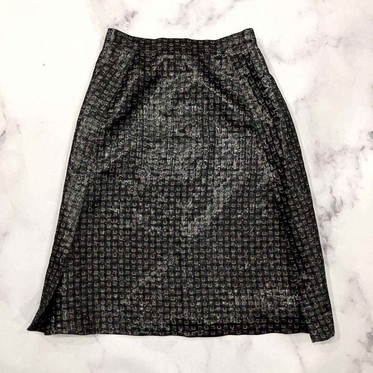 MM◇ 高級感溢れる '洗練されたデザイン' HIROKO BIS ヒロコビス HIROKO KOSHINO 高品質 総柄 ひざ丈 フレアスカート 9 レディース 婦人服