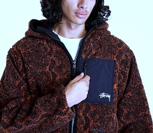STUSSY リバーシブル ボア フリース ジャケット L XL ブラウン STUSSY リバーシブル ボア フリース ジャケット L XL ブラウン