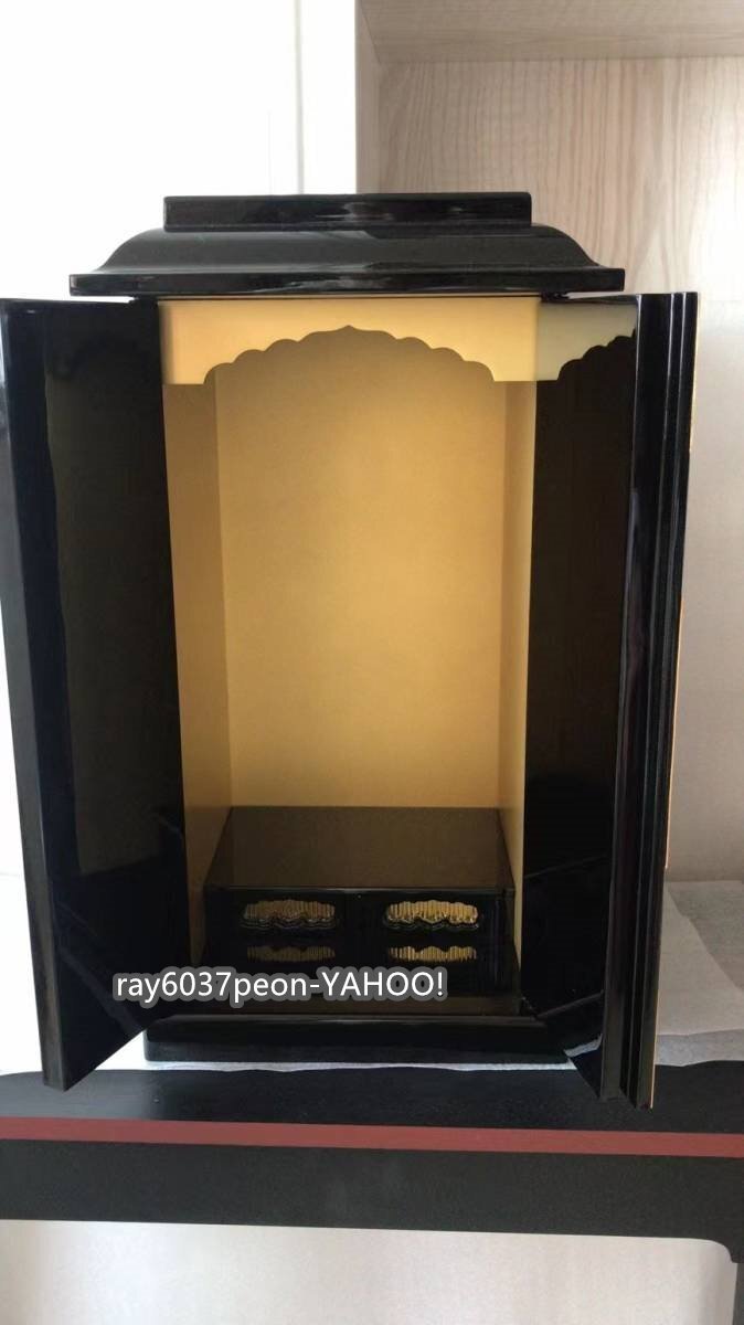 仏教美術 木製 黒塗り 厨子 (内寸幅20cm高36cm奥14cm) 仏具 仏教美術 木製 黒塗り 厨子 (内寸幅20cm高36cm奥14cm) 仏具