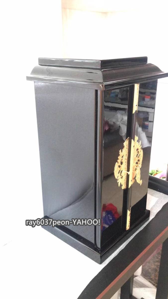 仏教美術 木製 黒塗り 厨子 (内寸幅20cm高36cm奥14cm) 仏具 仏教美術 木製 黒塗り 厨子 (内寸幅20cm高36cm奥14cm) 仏具