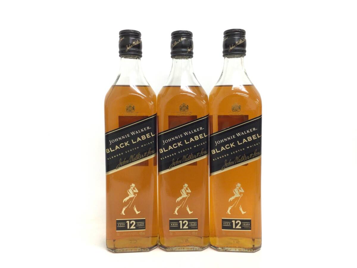ウイスキー whisky ジョニーウォーカー ブラックレーベル 12年 黒キャップ 3本セット 700ml 40% 重量番号:6(I-1)