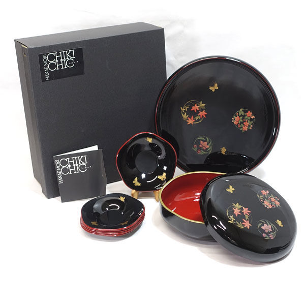 ☆ ハナエモリ 漆器 森英恵 しっきシック 茶菓セット(盆・菓子器 ☆ ハナエモリ 漆器 森英恵 しっきシック 茶菓セット(盆・菓子器
