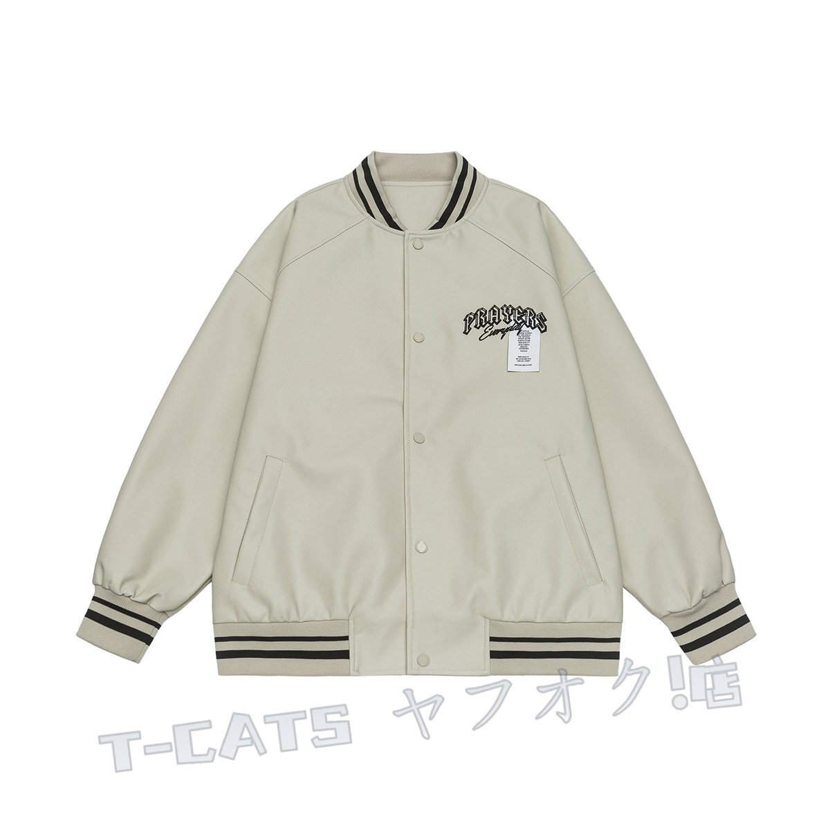 新品 レザージャケット メンズ 刺 ジャン パーカー スタジアムジャンパー ブルゾン 個性 ライダース バイクウェア 白 L