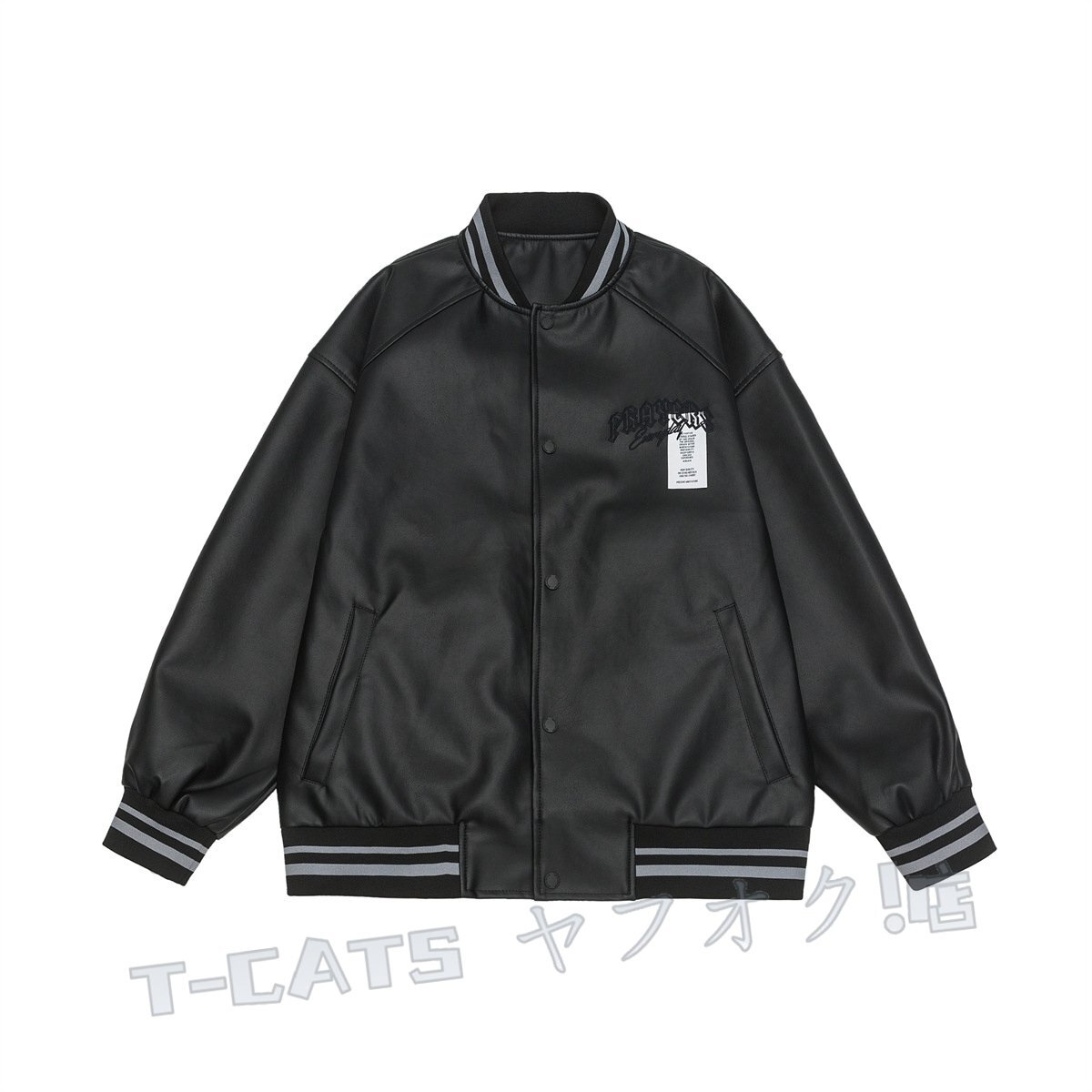 新品 レザージャケット メンズ 刺 ジャン パーカー スタジアムジャンパー ブルゾン 個性 ライダース バイクウェア 黒 3XL