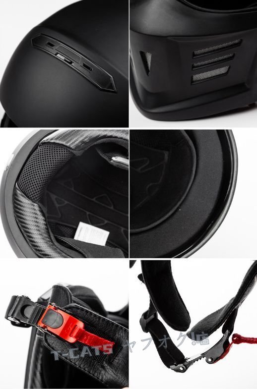 ☆新品オートバイバイクヘルメット ハーフヘルメット フルフェイスヘルメット 防水 防寒 防風(fēng) 通気性 DOT規(guī)格品 光沢黒 サイズを選択できる