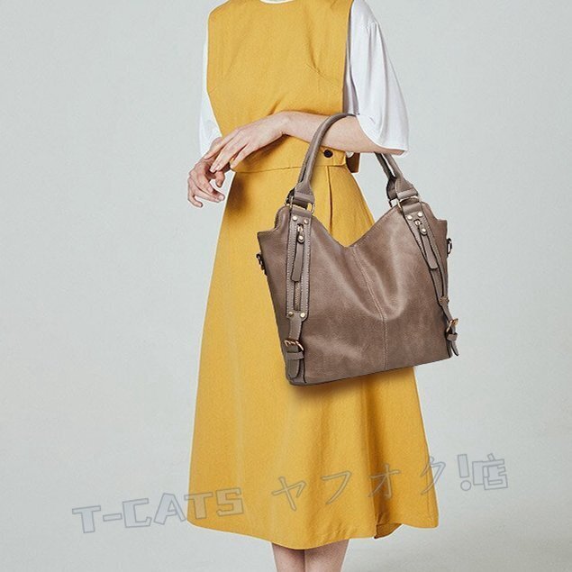 新品ビジネスバッグ トートバッグ バッグ 通勤バッグ レディース PUレザー 手提げ 肩掛け 多機能 PC 仕事 大容量 就活にも便利な グレー