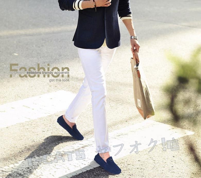 ☆新品 ローファー ドライビングシューズ スリッポン メンズ カジュアルシューズ イギリス風(fēng) 男性靴 ブルー 26.5cm