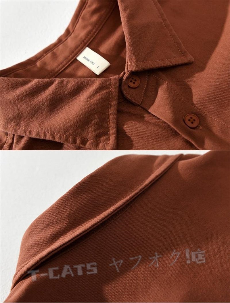 ☆新品 トップス シャツジャケット カーゴシャツ ワークシャツ コットン 長(zhǎng)袖シャツ メンズ? ウエスタン ベージュ 4XL