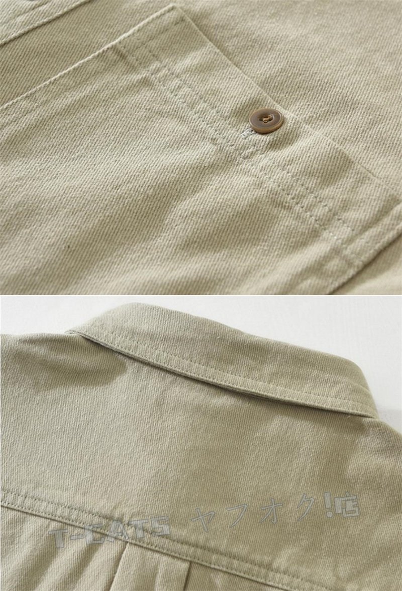 ☆新品 シャツジャケット 極美品*メンズ? 長袖シャツ カーゴシャツ ワークシャツ ヴィンテージ 春秋冬 トップス グリーン M