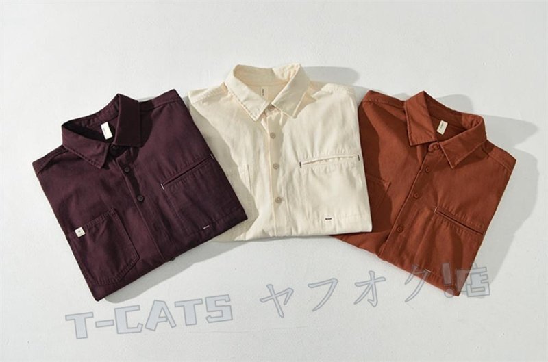 ☆新品 トップス シャツジャケット カーゴシャツ ワークシャツ コットン 長(zhǎng)袖シャツ メンズ? ウエスタン 紫色 3XL