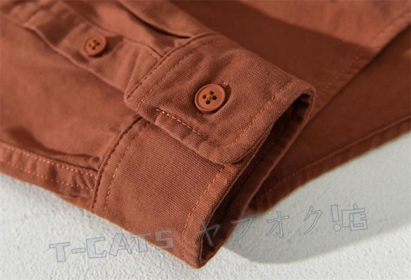 ☆新品 トップス シャツジャケット カーゴシャツ ワークシャツ コットン 長(zhǎng)袖シャツ メンズ? ウエスタン ベージュ 4XL
