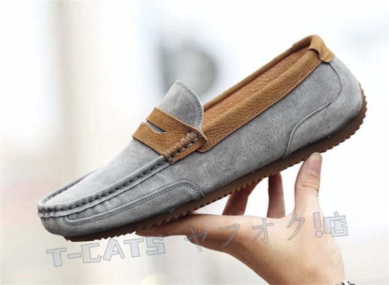 * новый товар Loafer туфли без застежки мужской джентльмен обувь мужчина обувь casual обувь для вождения серый [cm-27cm выбор ]