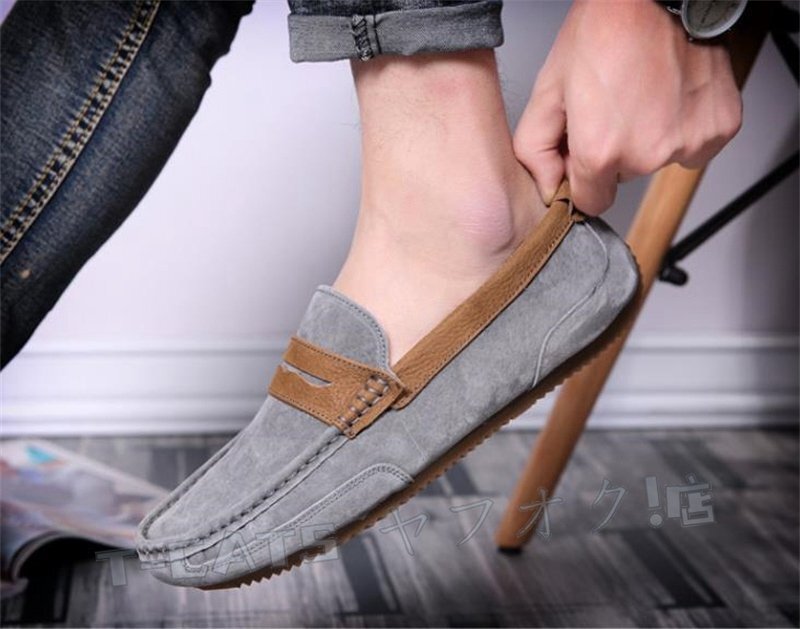 * новый товар Loafer туфли без застежки мужской джентльмен обувь мужчина обувь casual обувь для вождения серый [cm-27cm выбор ]