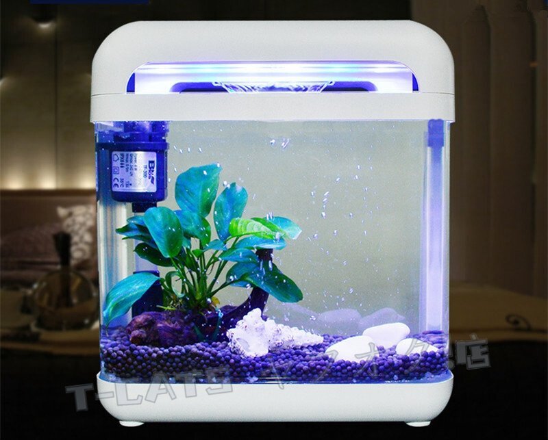 新品お手入れ簡単！小型水槽 ルームグラス ミニ水槽 ガラス水槽 ガラス LED照明 オールインワン型 観賞魚用 水中ポンプ付き ろ材付き